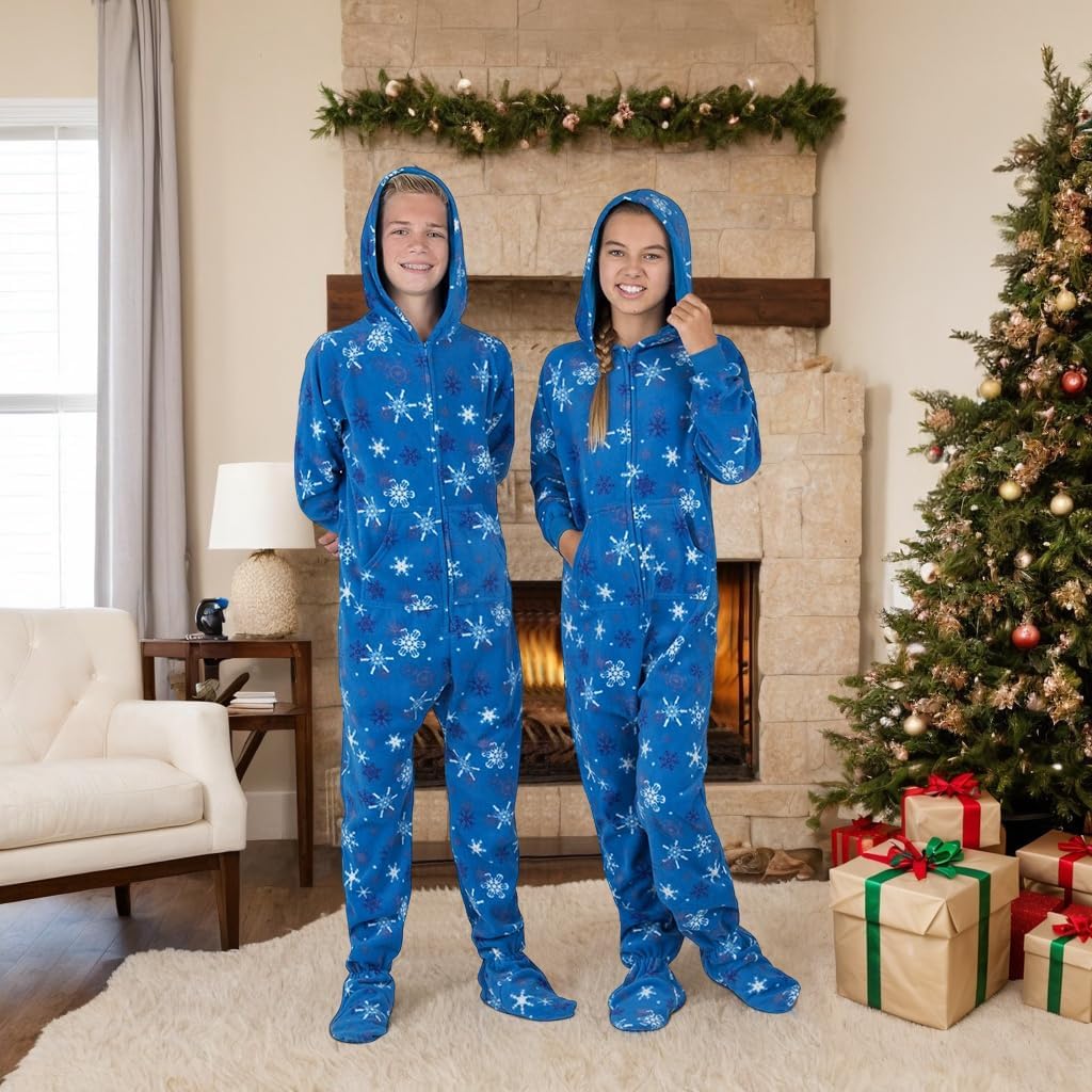Footed Pajamas - Family Matching Hoodie One Pieces | One Piece Boys, Girls, Men, Women Pjs and Pets Sweaters | Unisex
