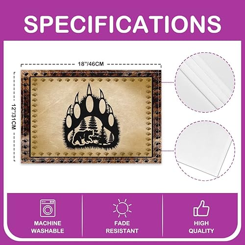 Miniatura 4 de Manteles individuales de jejeloiu con estampado de patas de oso para cocina, cena, fiesta, naturaleza, vida silvestre, cabeza de oso, animales