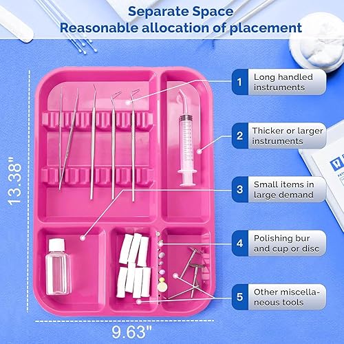 Miniatura 47 de JMU 20 bandejas para instrumentos dentales autoclave de plástico divididas separadas tamaño B para tatuajes médicos y salón de belleza, color morado
