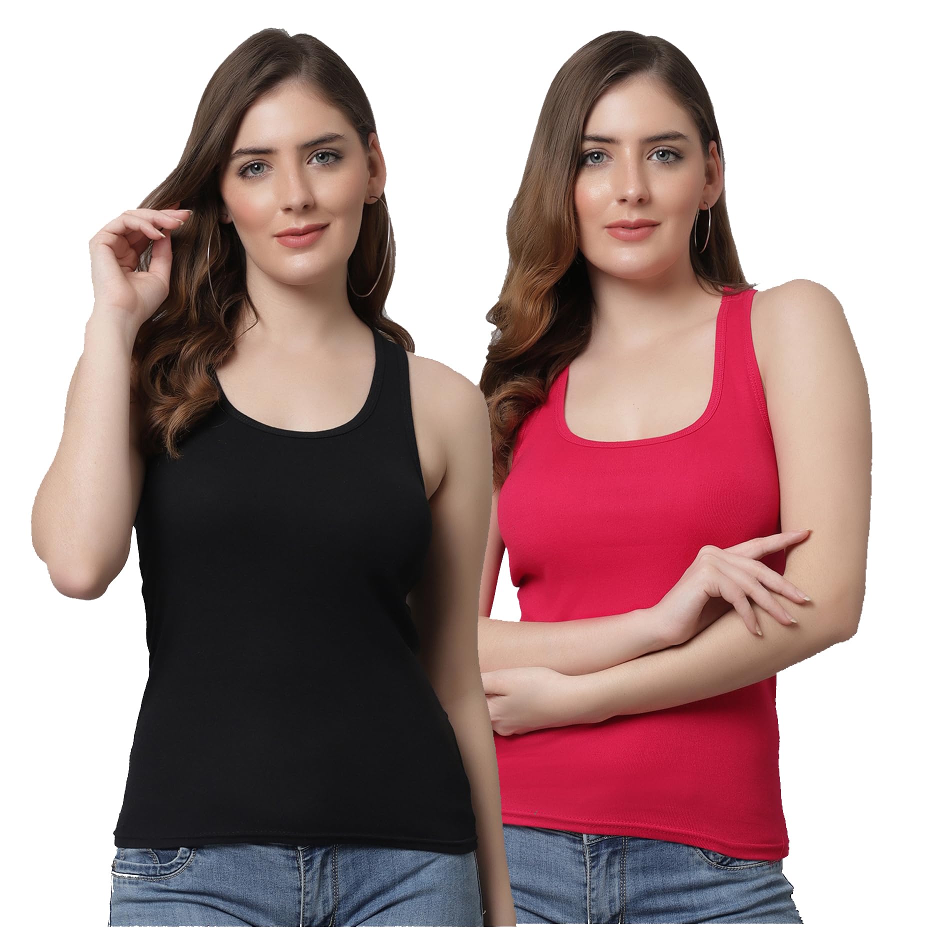 GenericKpc Black Slim Fit Lock Neck Soft Cotton Tank Top For Girl's Top Tank Top For Women Girls Tank Top Racer Back