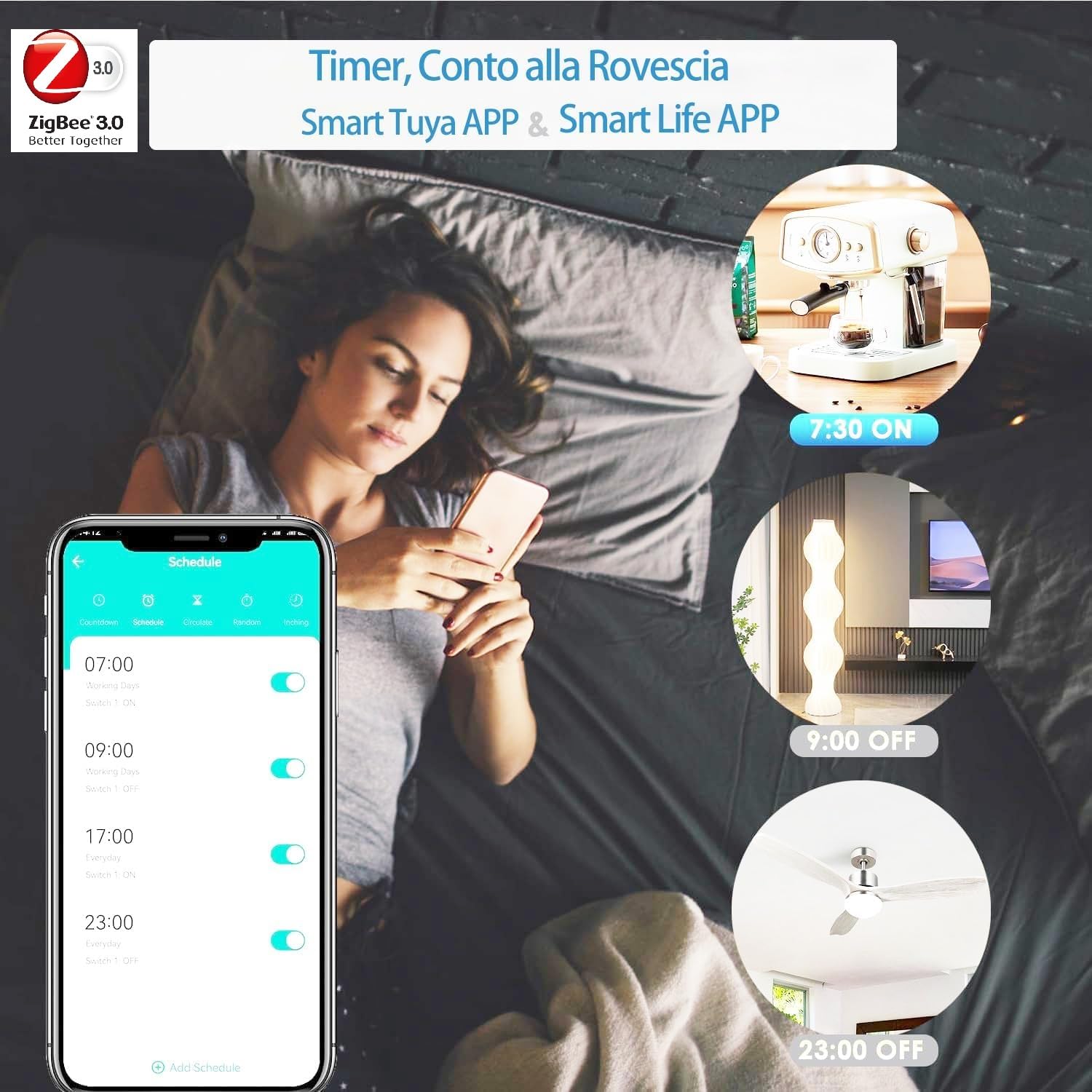 Xenon Zigbee Smart Multipresa WiFi Intelligente con 4 Prese AC 4 Porte USB, Protezione da Sovraccarico Compatibile con Alexa e Google Home, Smartthings e Google Assistant