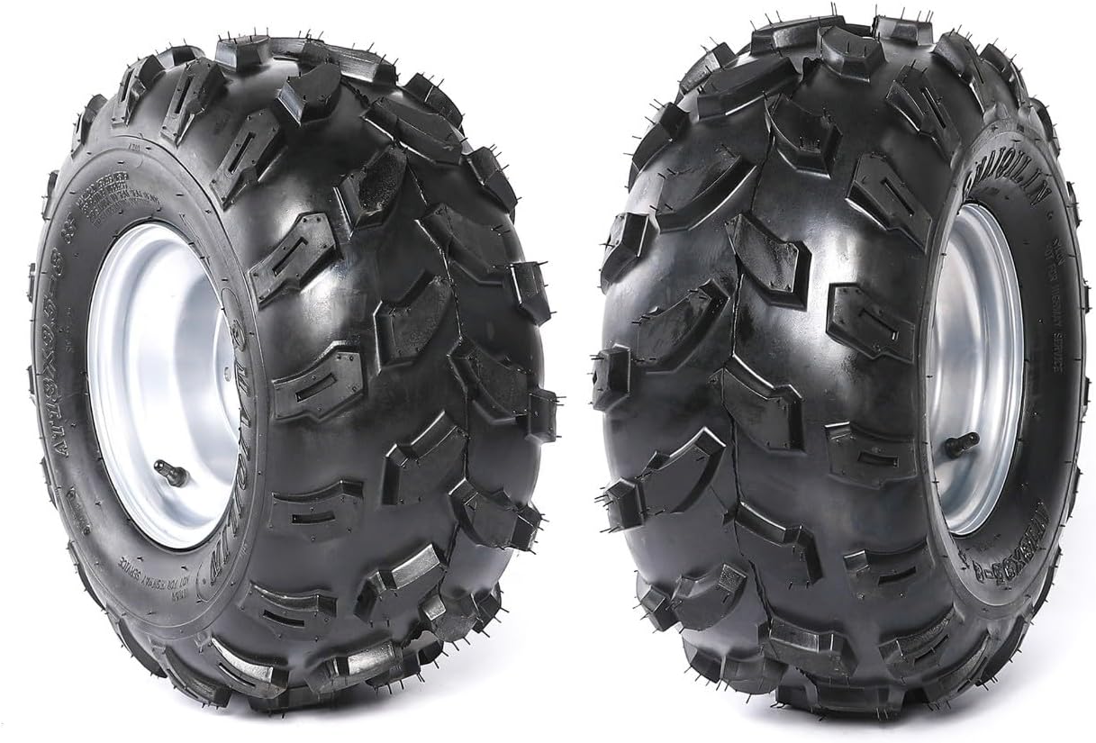 8" inch Sport ATV Tire 18X9.5-8 18X9.50-8 18x9.50x8 18-9.5-8 Tire Rim 4 Stud Wheel 110mm Bolt Distance for Go Kart Quad Golf Cart Garden Tractor Lawn Mower (2)