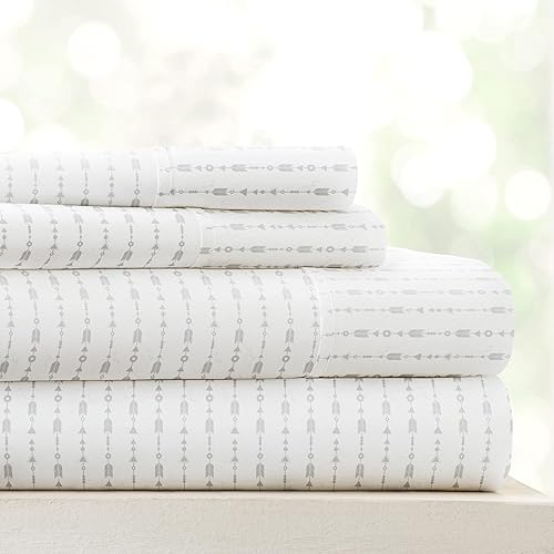 Linen Market Juego de sábanas de 3 piezas tamaño individual (flechas gris claro). Duerme mejor que nunca con estas sábanas ultrasuaves y