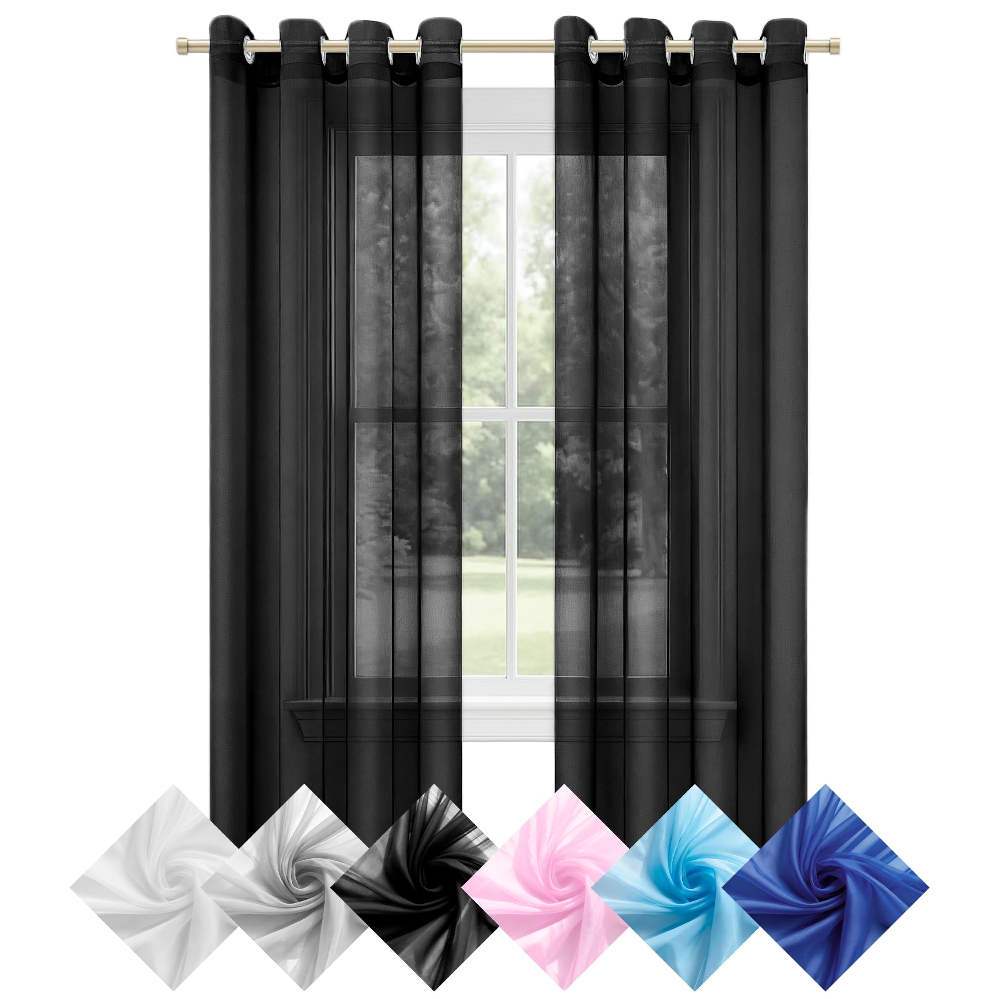 Voilage transparent haut de gamme 300x240 noir pour un design d'architecte