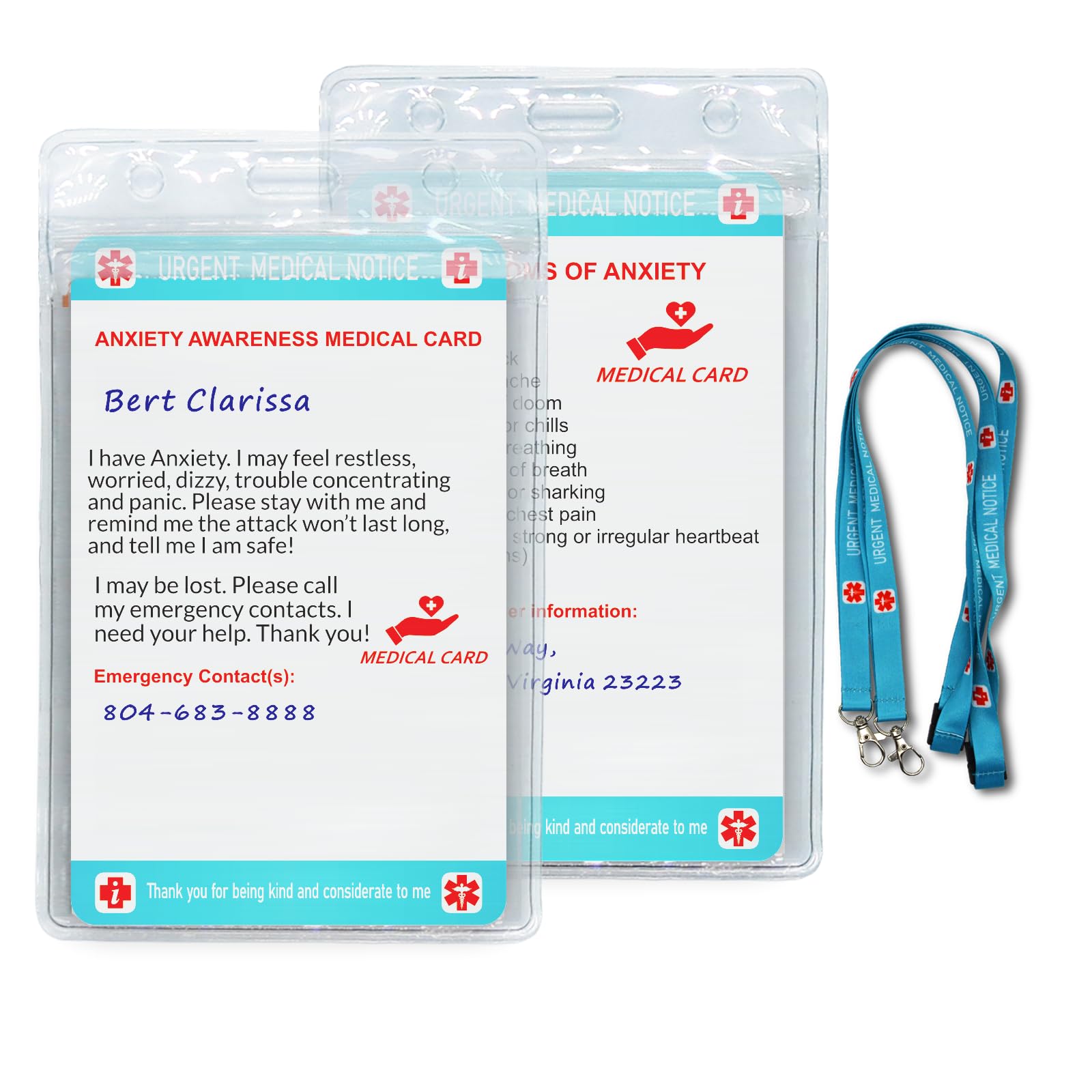 Amazon.com: 2PCs Anxiety Medical Card with Writable Panel and