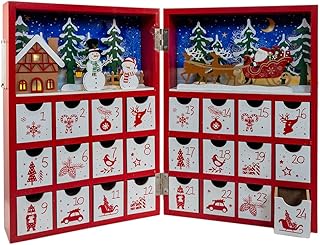 Kurt Adler 13-inch Battery Operated Lighted Wooden Christmas Advent Calander