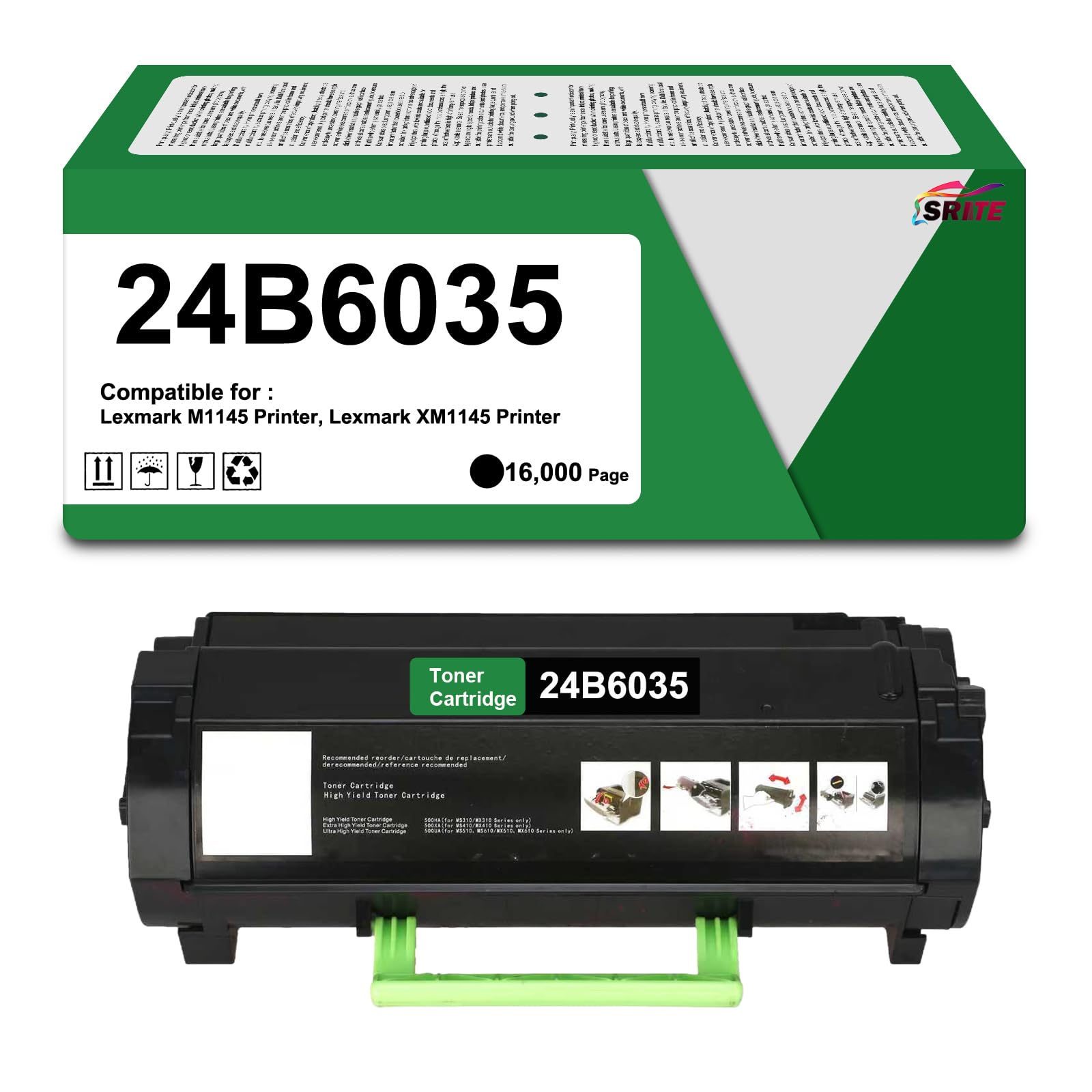 24B6035 M1145 Toner Cartridge High Yield Black 16,000 Pages Compatible with Lexmark 24B6035 Toner Replacement for Lexmark M1145 XM1145 Printers (1-Pack)