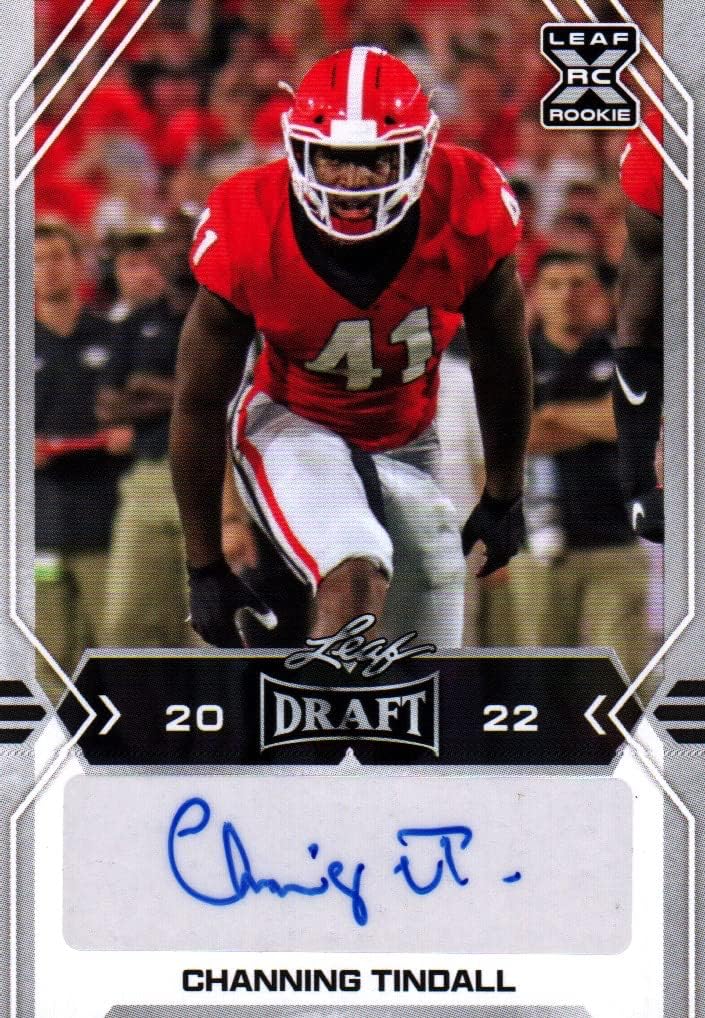 Channing Tindall Autographed Leaf Draft Rookie Card Collectible Football Card - 2022 Leaf Draft Football Card #BA-CT1 (Georgia) Free Shipping & Tracking