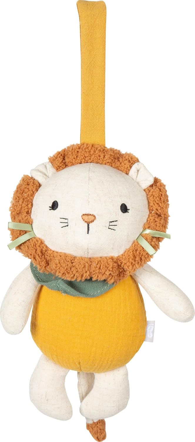 Small Foot Little Lion Fabric Music Box Toy with Hanging Loop and Melody for Babies and Young Children 12773