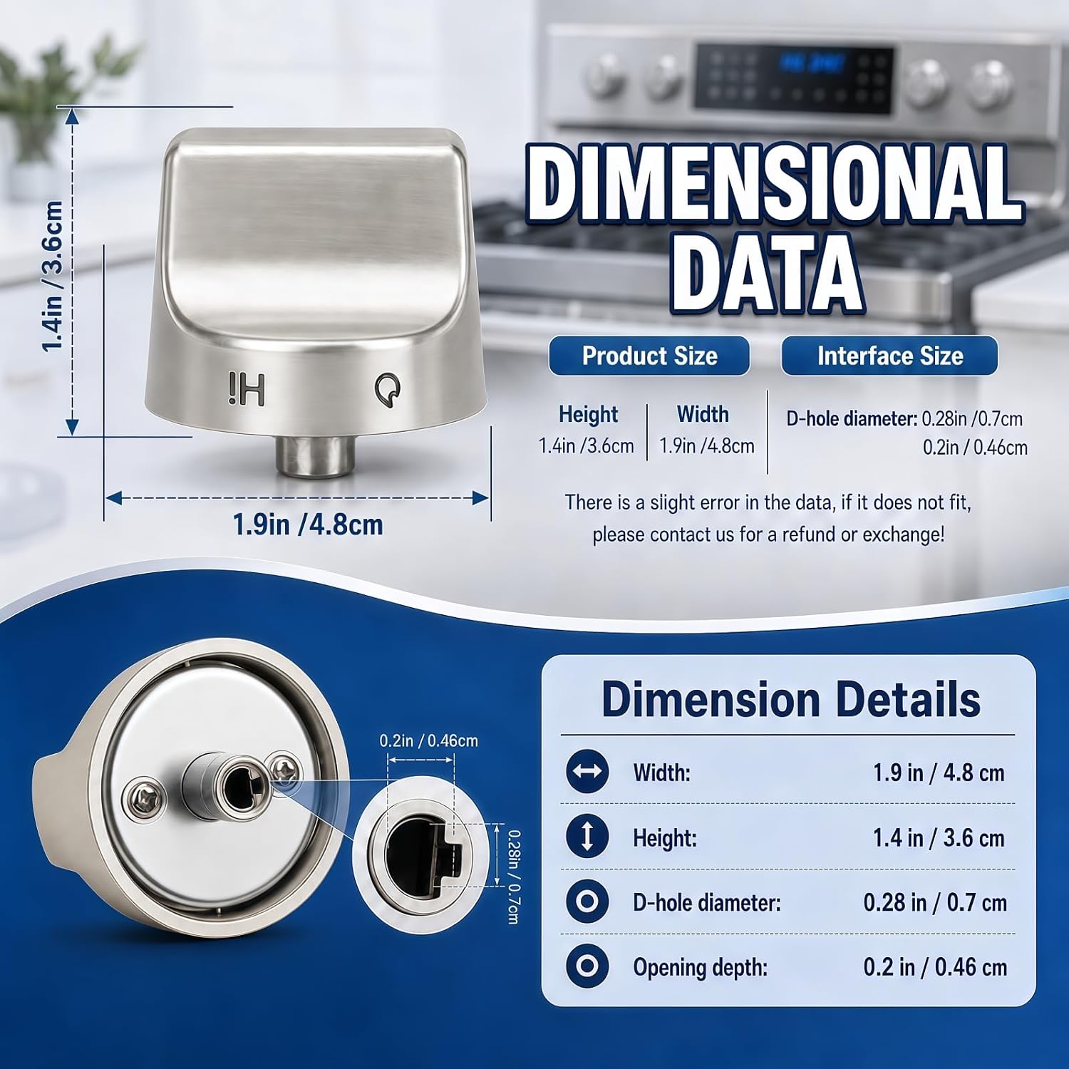 Metal W10850015 W11239985 Stove Knob Replacement Compatible with Whirlpool