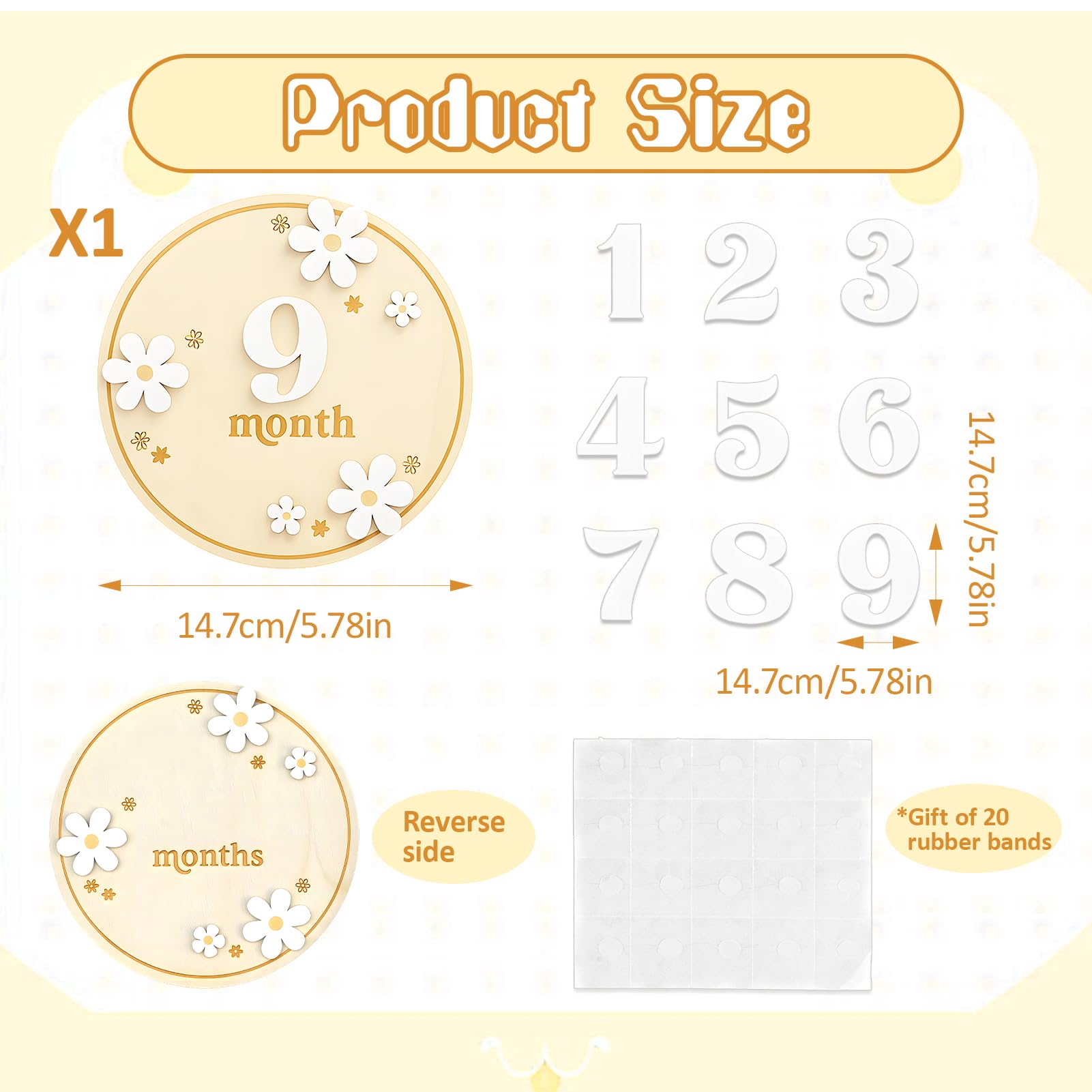 Kartka Krok Drewniany Dziecko Miesiąc Miesięczny Niemowlęta 0-12 Miesięcy | Plakat My First Times Dziecko Na Prezent Narodziny Przyszłe Rodzice Baby Shower Rejestracja Wzrostu (Styl1)