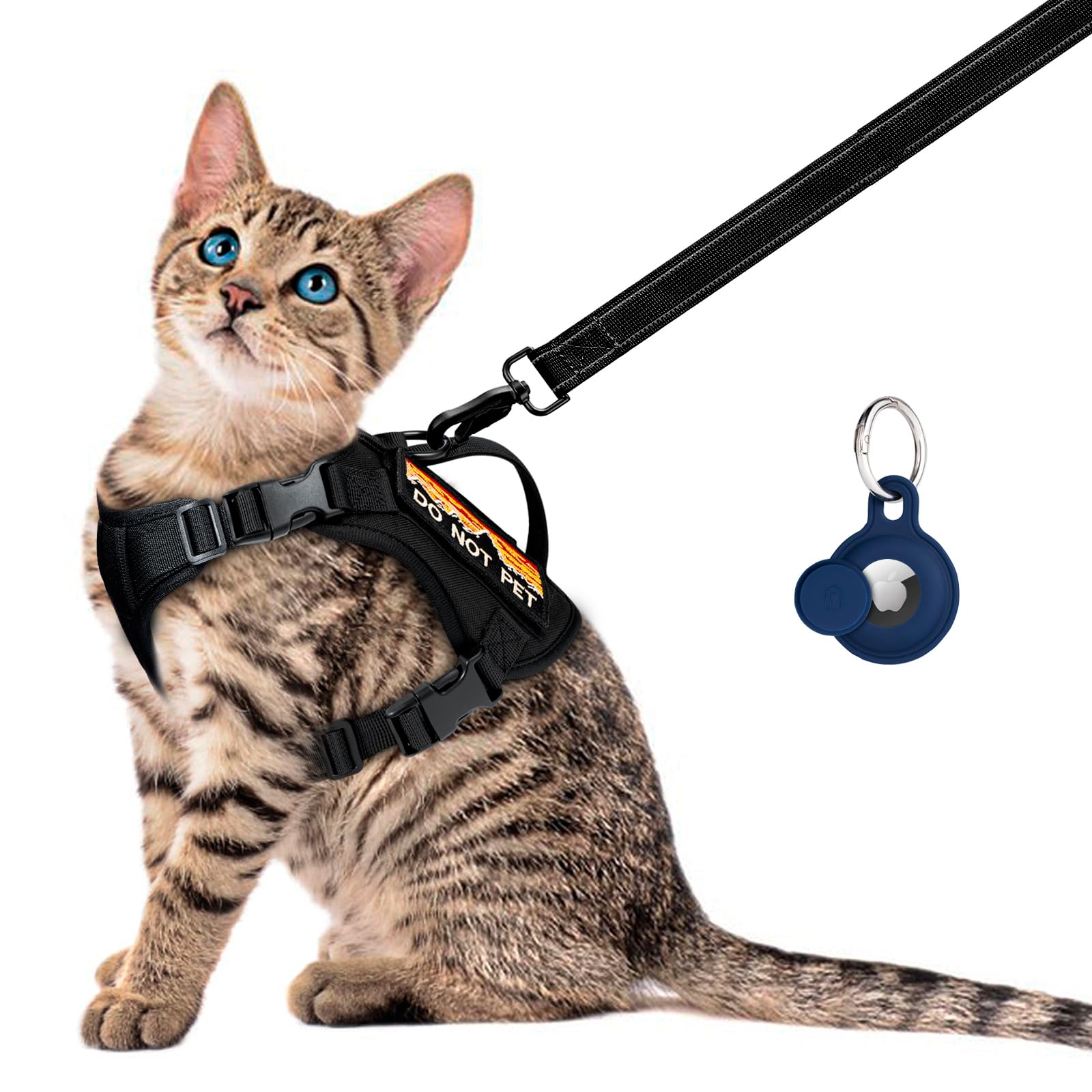 Pettorina tattica per gatti per camminare, regolabile a prova di fuga per gatti grandi, gilet traspirante facile da controllare, con maniglia, toppe Molle