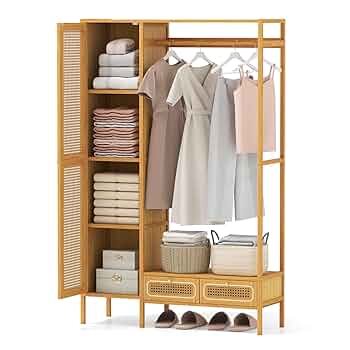 672【値下げ】バンブー　洋服ラック　ハンガー　クローゼット　大容量　竹 クローゼット ワードローブ コートハンガー オープンラック 天然