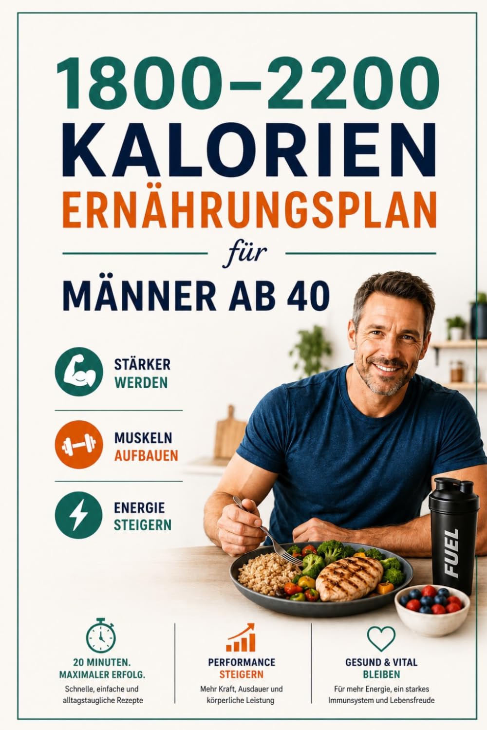 1800–2200 KALORIEN ERNÄHRUNGSPLAN FÜR MÄNNER AB 40: 8-WOCHEN-MUSKELAUFBAU-GUIDE MIT PROTEINREICHEN 20-MINUTEN-REZEPTEN