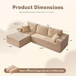EJC 107 Inches Boneless Couch, Sofa Bed Couch for Living Room with Memory Foam, L Shaped-Left, Corduroy,Camel