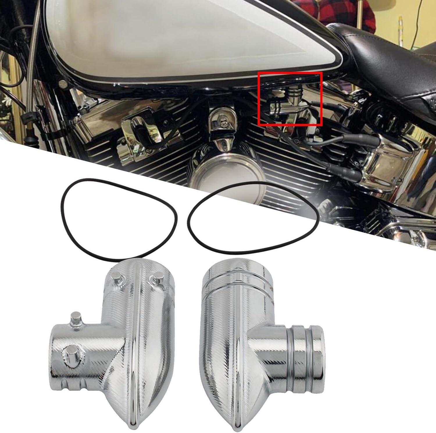 Chrome Fuel Line Fitting Cover For Harley Softails FLT FLHT FLHR Dyna 2001-2021