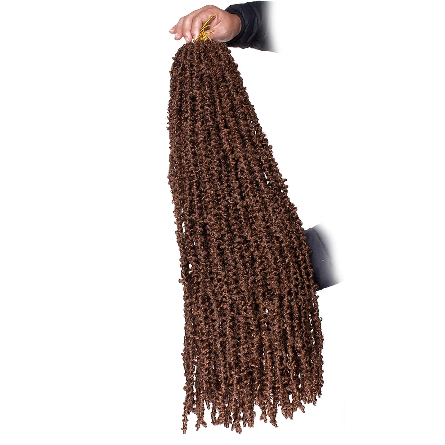 ZRQ 6 Packs Butterfly Locs Crochet Hair Extensions 30 Inch Brown Distressed Faux Locs Handmade Soft Locs Pre looped Boho Goddess Locs Natural Messy Goddess Soft Loc 30#