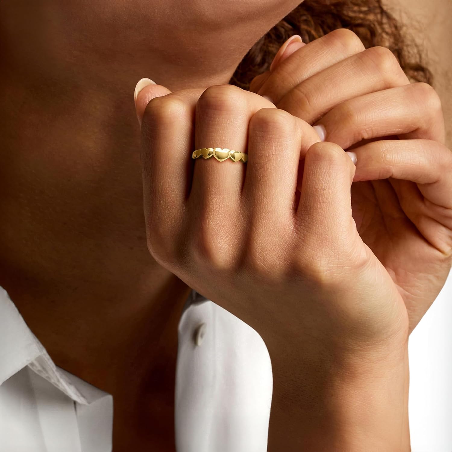 Pure Collection by Ross-Simons 18kt Gold Over Sterling Graduated Heart Ring