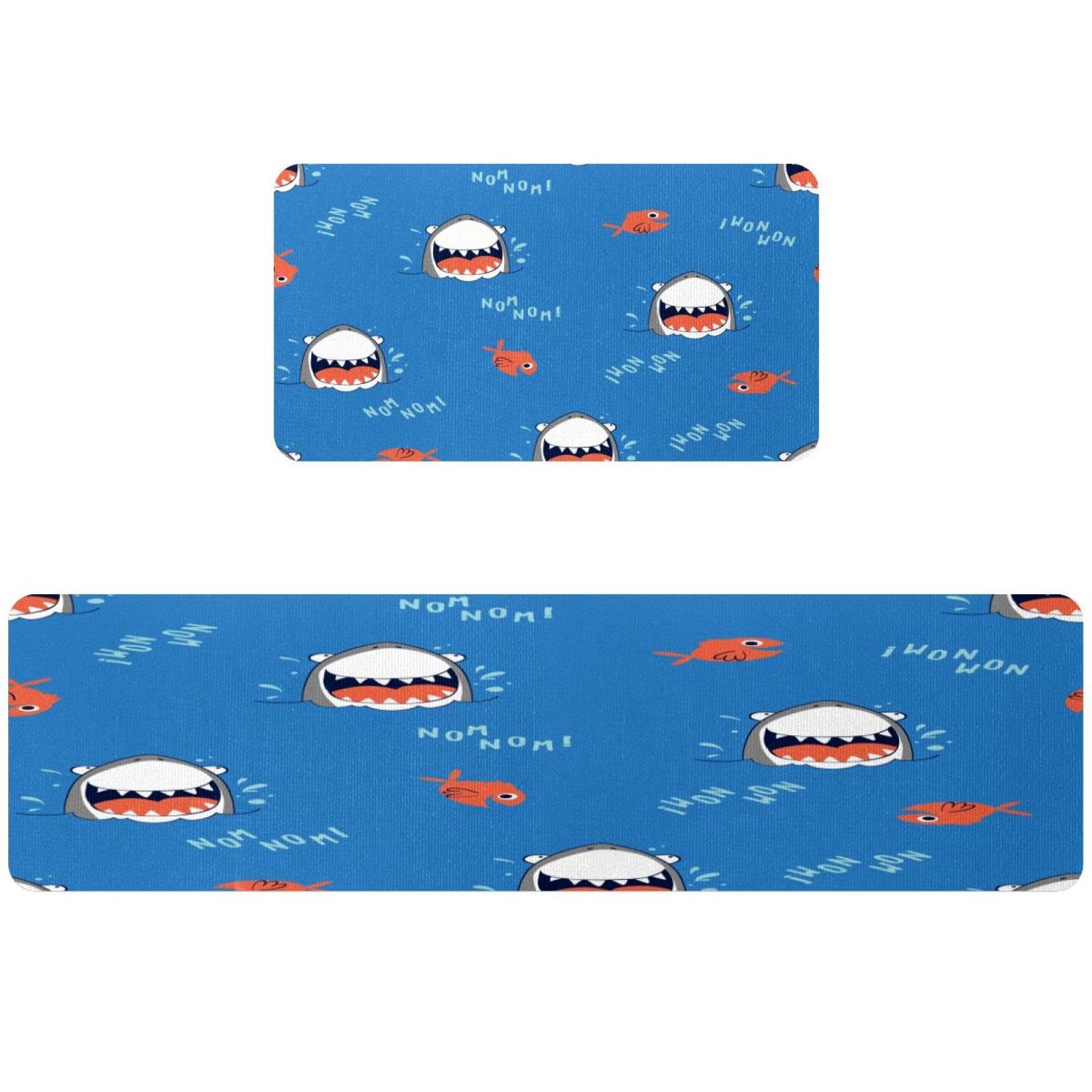 Tapis de cuisine pour couloir et buanderie motif requin mignon
