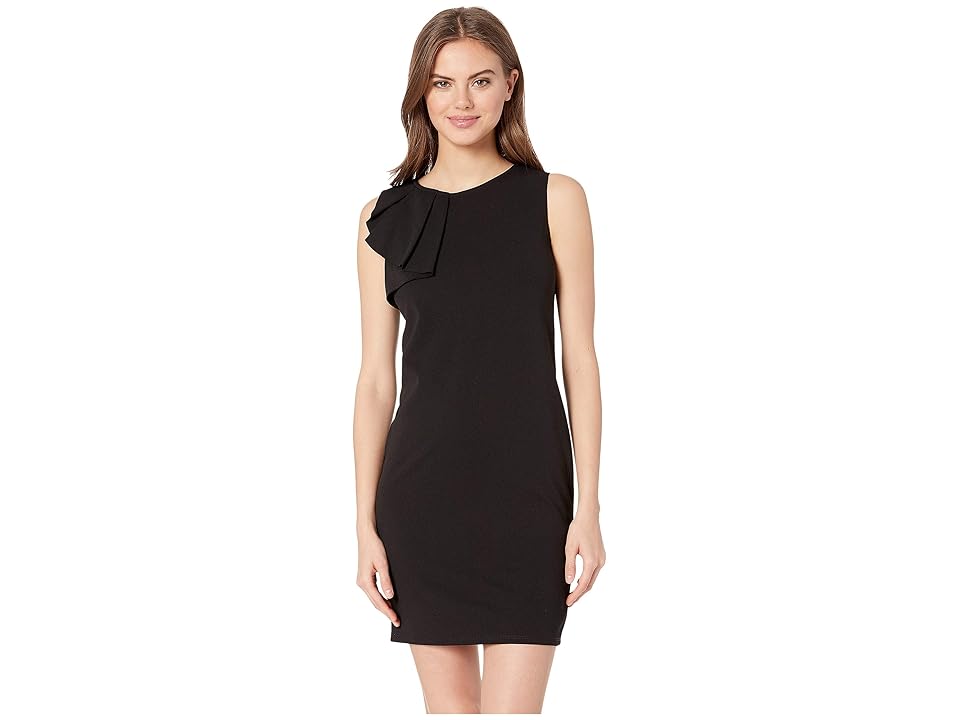 

Bebe Asymmetrical Ruffle Shift Dress (Black) Women's Dress