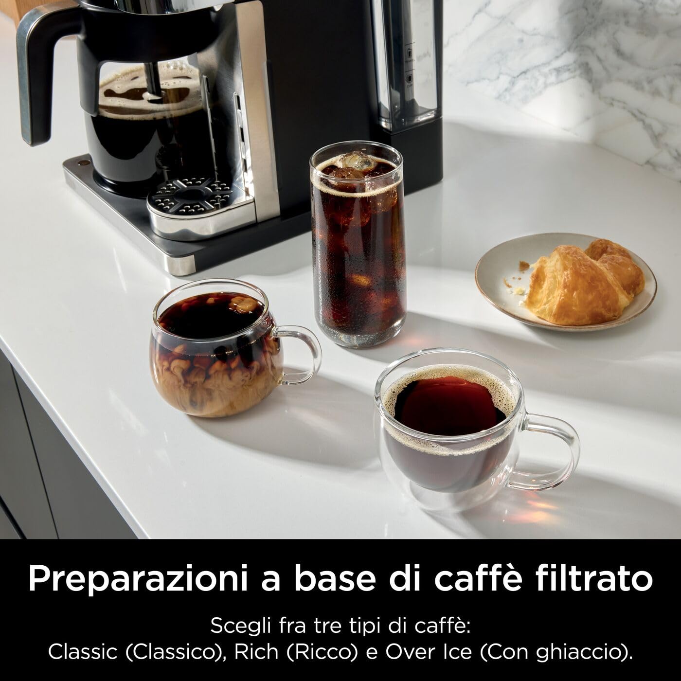 Ninja Prestige Macchina per caffè filtrato e in capsule 2 in 1, con schiumatore integrato, per latte, caffè con ghiaccio e flat white, nero CFN802EU