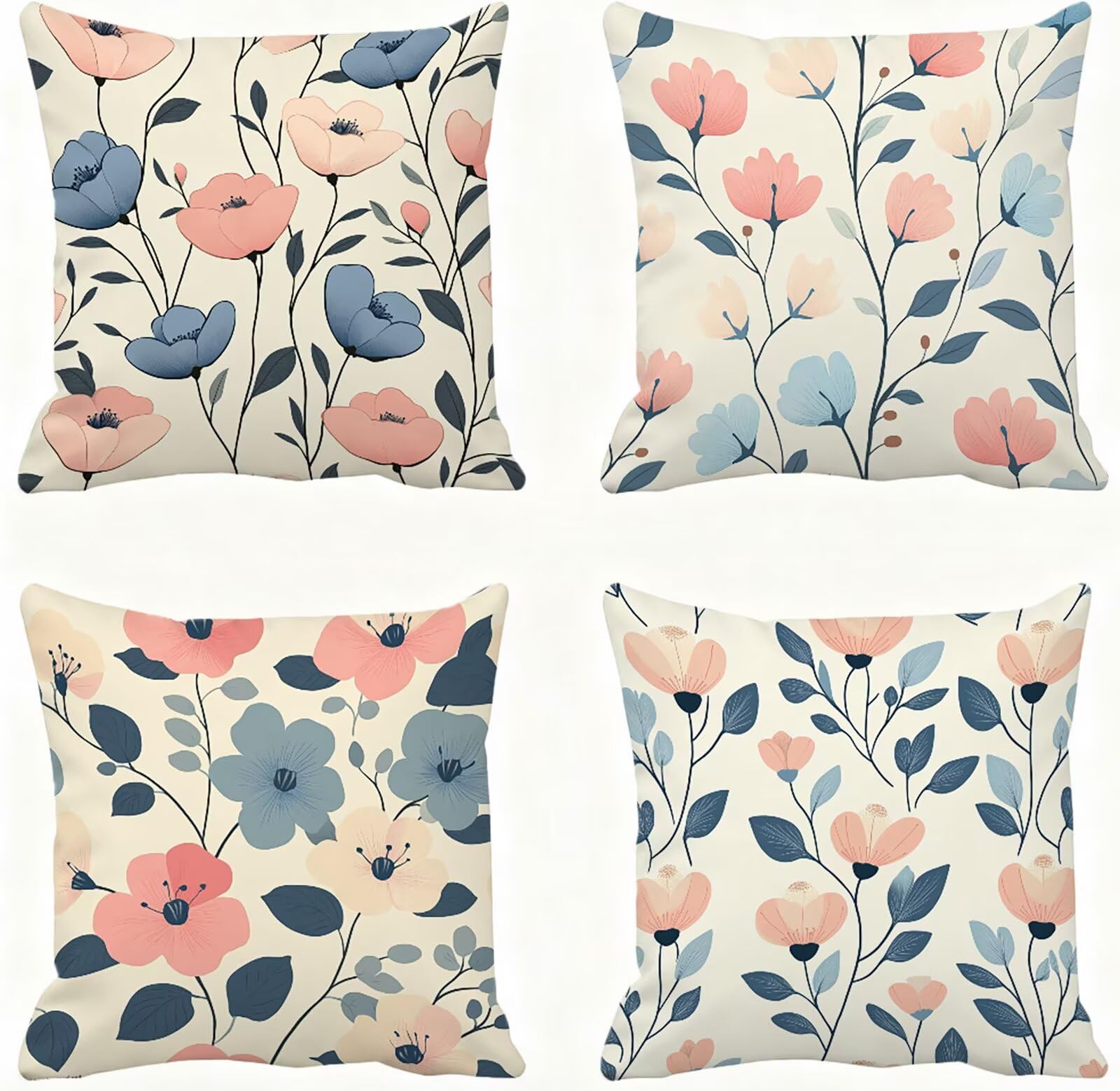 Rose Housse Coussin 60x60 Fleur Taie Oreiller 60x60 Lot de 4 Super Doux Protege Oreiller 60 x 60 Decoration Automne Taie D'oreiller Carrées Coussin Canape, pour Maison Chambre Canapé Chaise E - 488