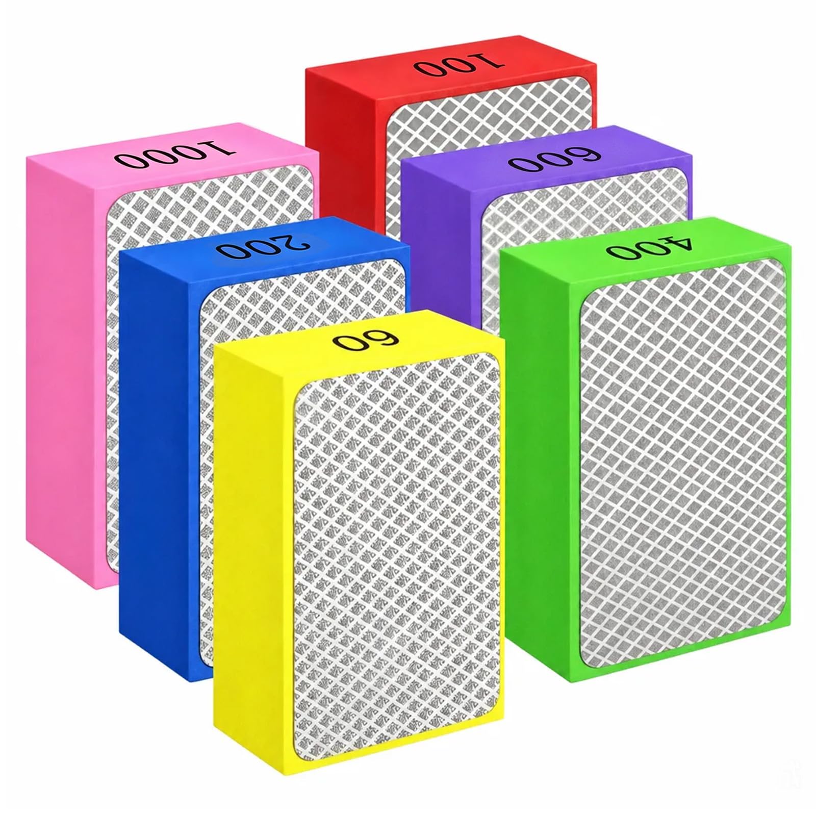Diamond Polishing Pads, 6Pcs Hand Sanding Blocks Tile Polishing Pads Grit Polishing Grinding Block for Granite Marble Ceramic Stone 60# 100# 200# 400# 600# 1000#