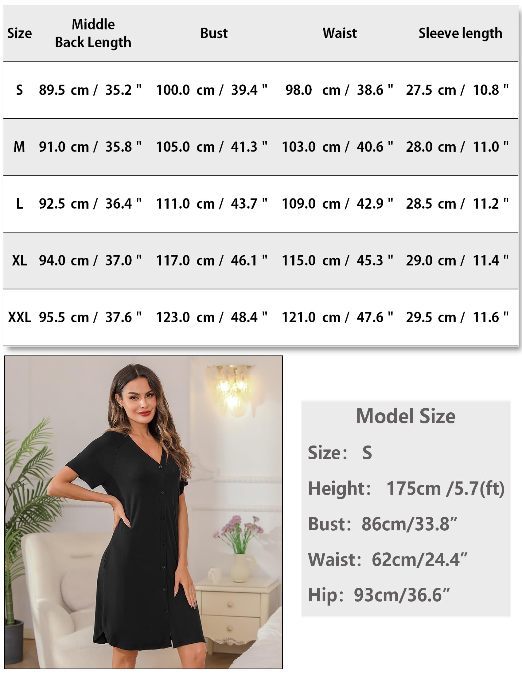 iClosam Women's Maternity Nightdress Button Down Nightgown Soft Cotton Breastfeeding Nightwear Labour Nursing for Hospital Pyjamas Loungewear S-XXL — view 6