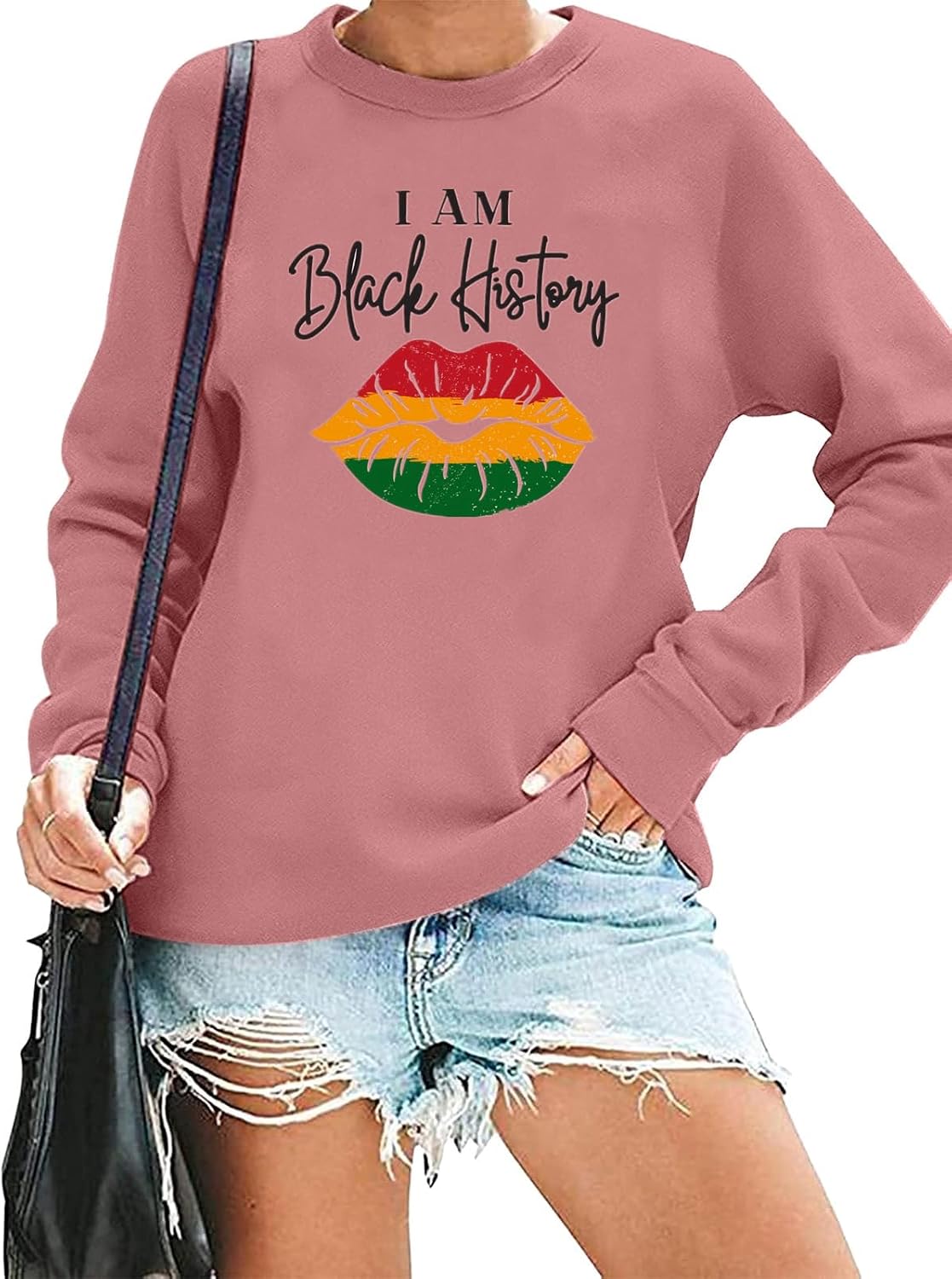 Black History Month Sweatshirt Women I Am Black History Letter Tops African Graphic Long Sleeve Pullovers