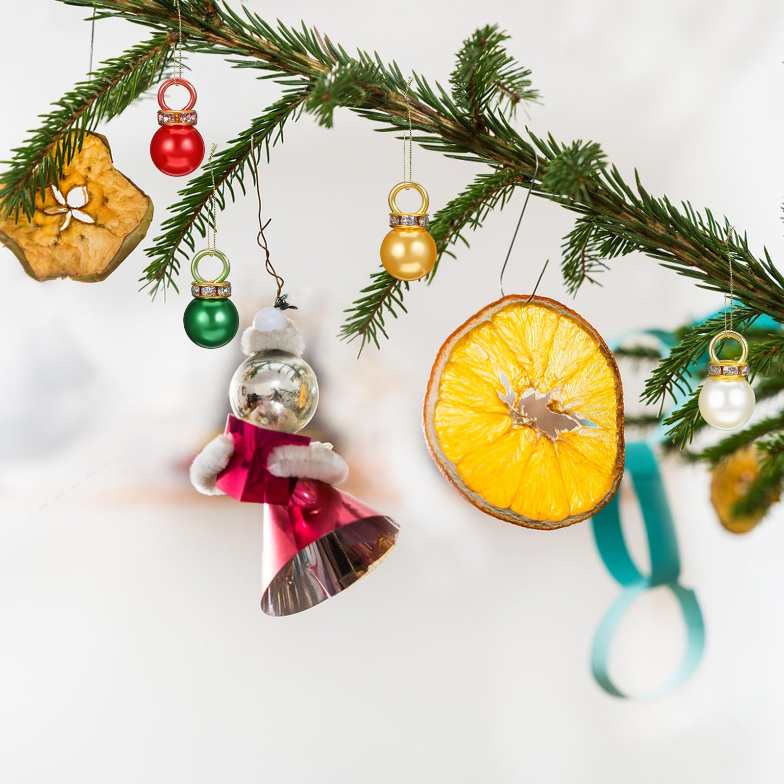 200 Kleiner Weihnachtsbaumkugeln aus Simulationsperlen Leichte Hängung Lichtechte Christbaumkugel Anhänger für Festliche Weihnachtsdeko im Innen und Außenbereich