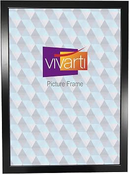 Vivarti Satin Black Picture Frame A2 Size, 42 x 59.4 cm Portrait or Landscape Photo Frame with Clear Styrene Sheet & Wall Mounted Hook for Photos, Pictures, Posters, Decor, Certificate Frame