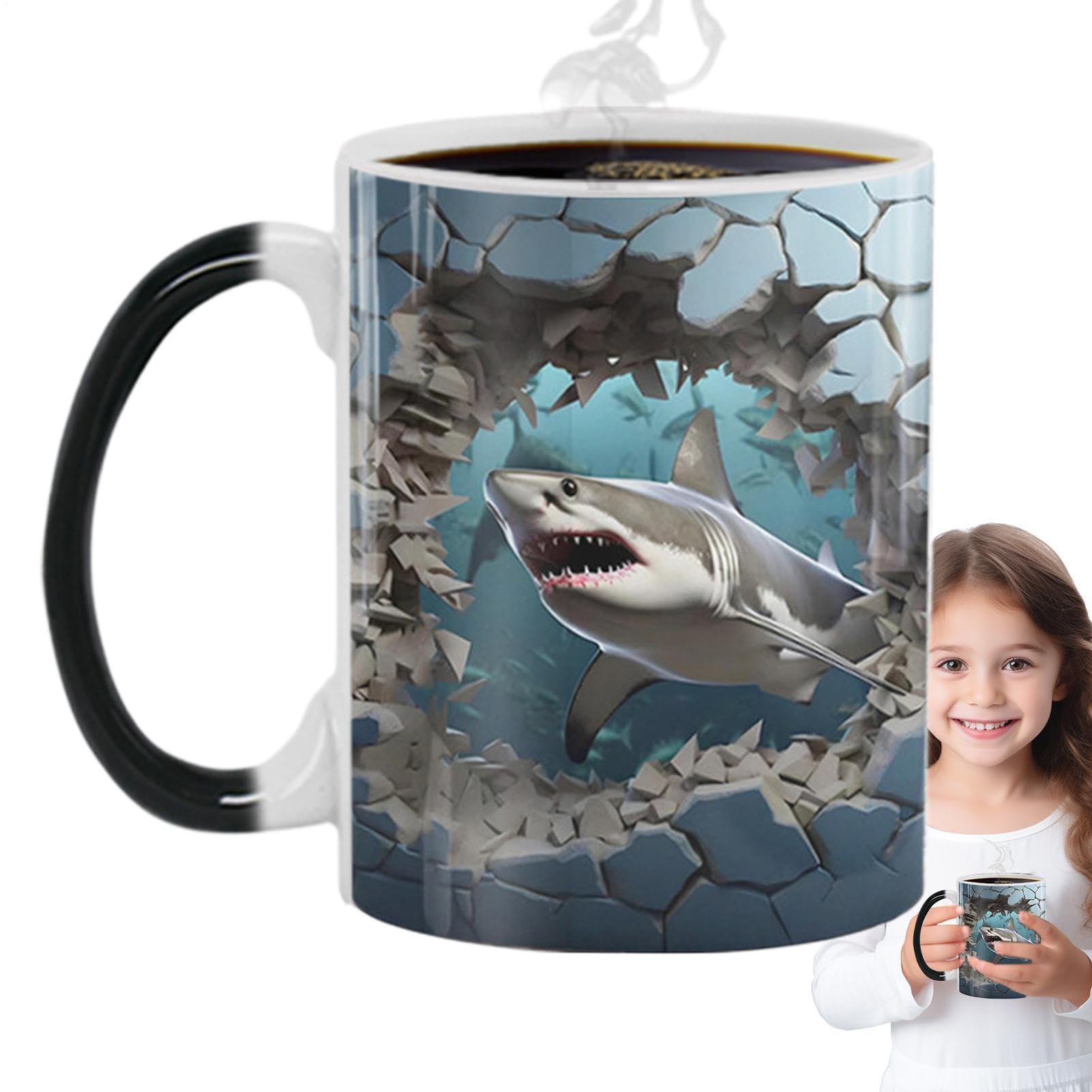Tazas de café novedosas de cerámica con peces para evitar rutinas