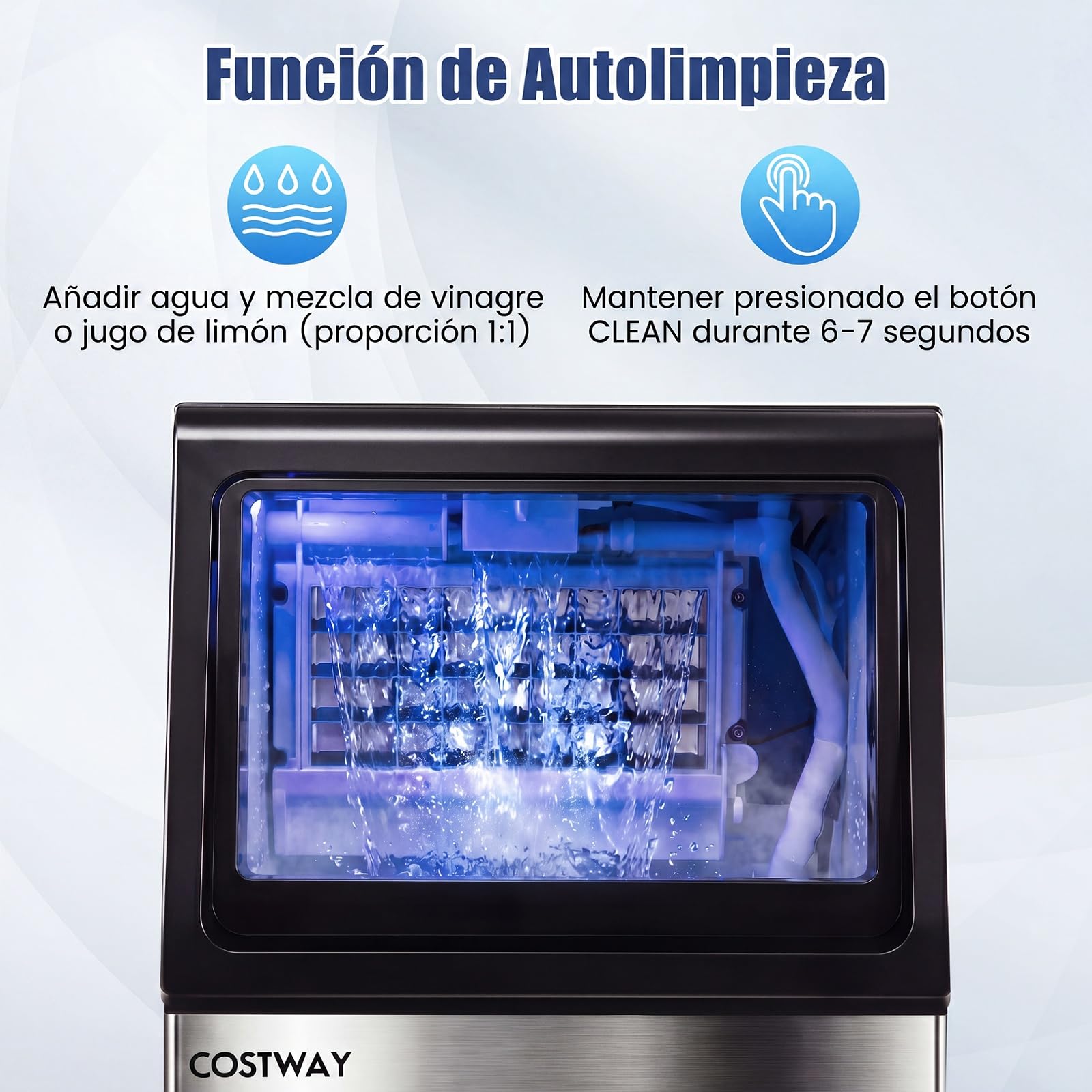 COSTWAY Máquina de Hielo Comercial,50 kg/24H,11 kg,36 Cubitos en 13 Minutos