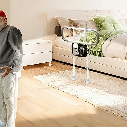 Miniatura 5 de YEEGO DIRECT Rieles de cama para adultos mayores, altura ajustable, rieles de asistencia de cama para personas mayores con luz de movimiento