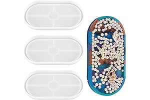 Silicone Epoxy Resin Oval Coaster Mold Large DIY Coaster Tray Mold Set...