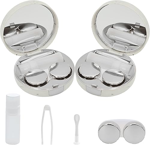 Miniatura 10 de Paquete de 2 fundas de lentes de contacto de mármol todo en uno contenedor de contacto de viaje Kit de almacenamiento de remojo (dorado)