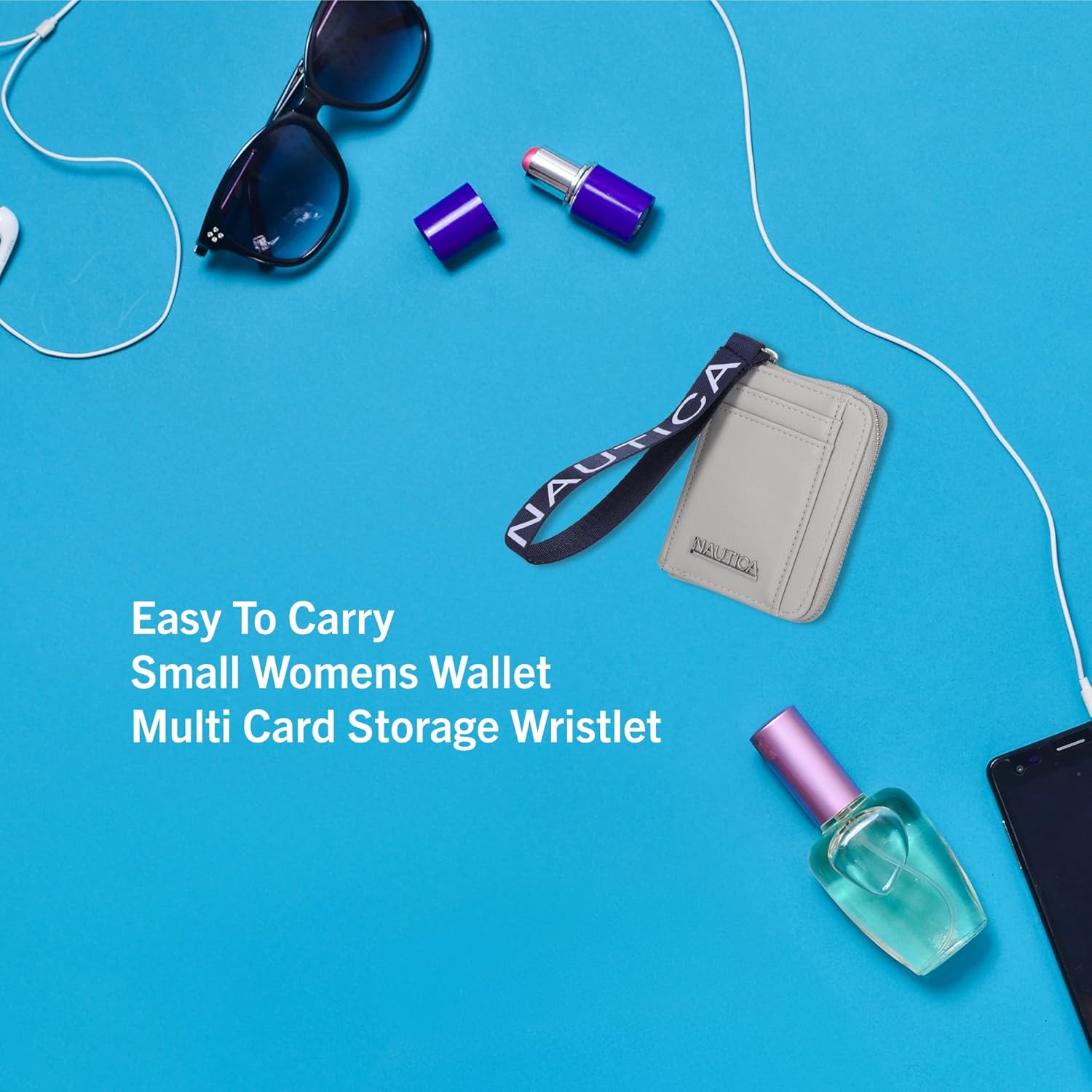 Nautica Everglades Small Wallet for Women, Compact Thin Wristlet, Credit Card Wallet with ID Window, Zippered Coin Purse, Black - Image 4