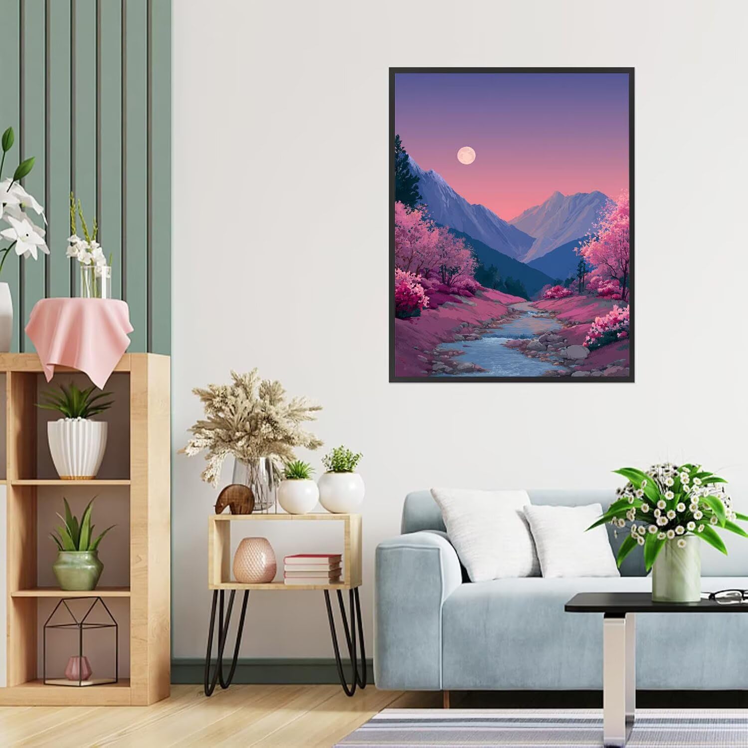 Dipingere con i Numeri Adulti Luna, Fiori Dipingere con i Numeri Bambini DIY Kit, Set Premium con Pennelli, Decorazione Casa & Creativo Regalo di Compleanno, Attività di Tempo libero 90x120cm z-473