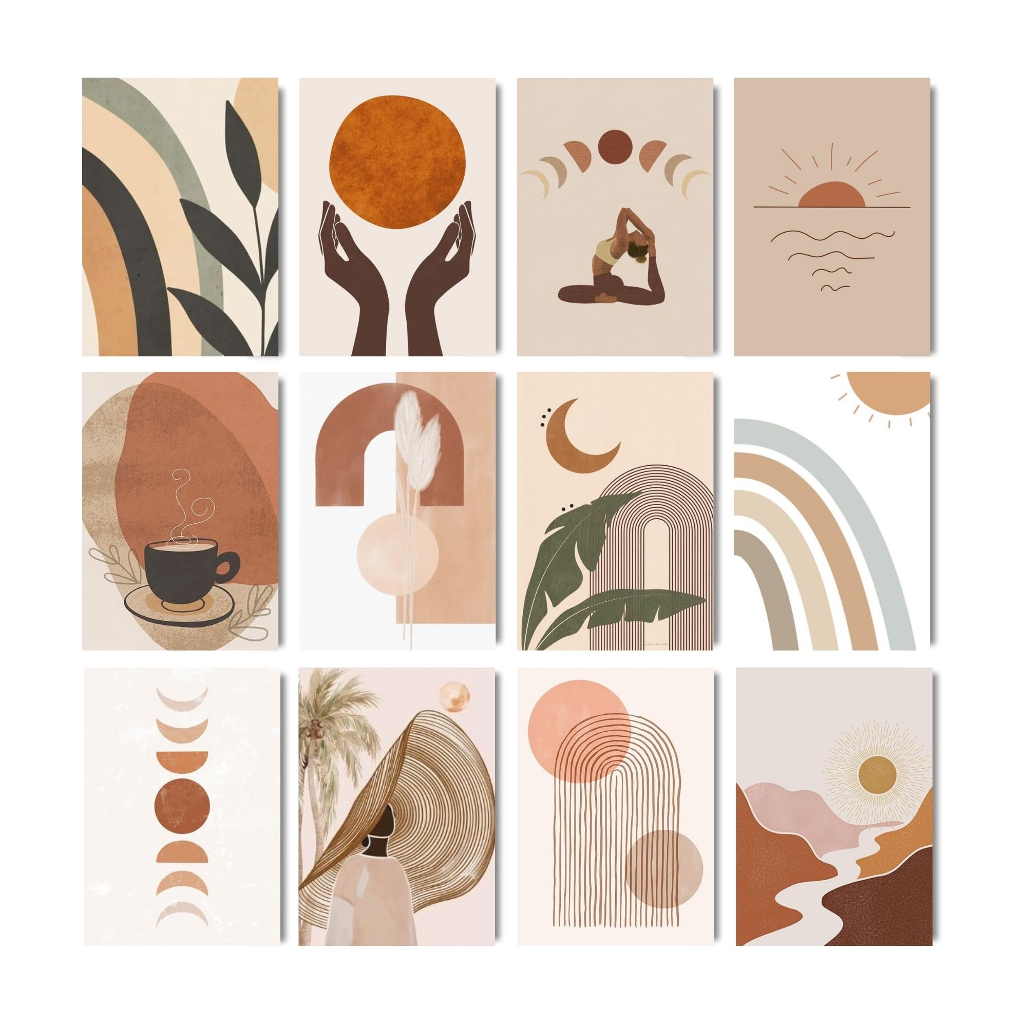 Posters Inc Boho Wall Stickers for Bedroom, Aesthetic Room Decor Items, Wall Posters for Room Decoration, Good Luck Gifts for Women, A4 Size 12 Pieces Collage Kit, 300 GSM Paper PostCards-image-9