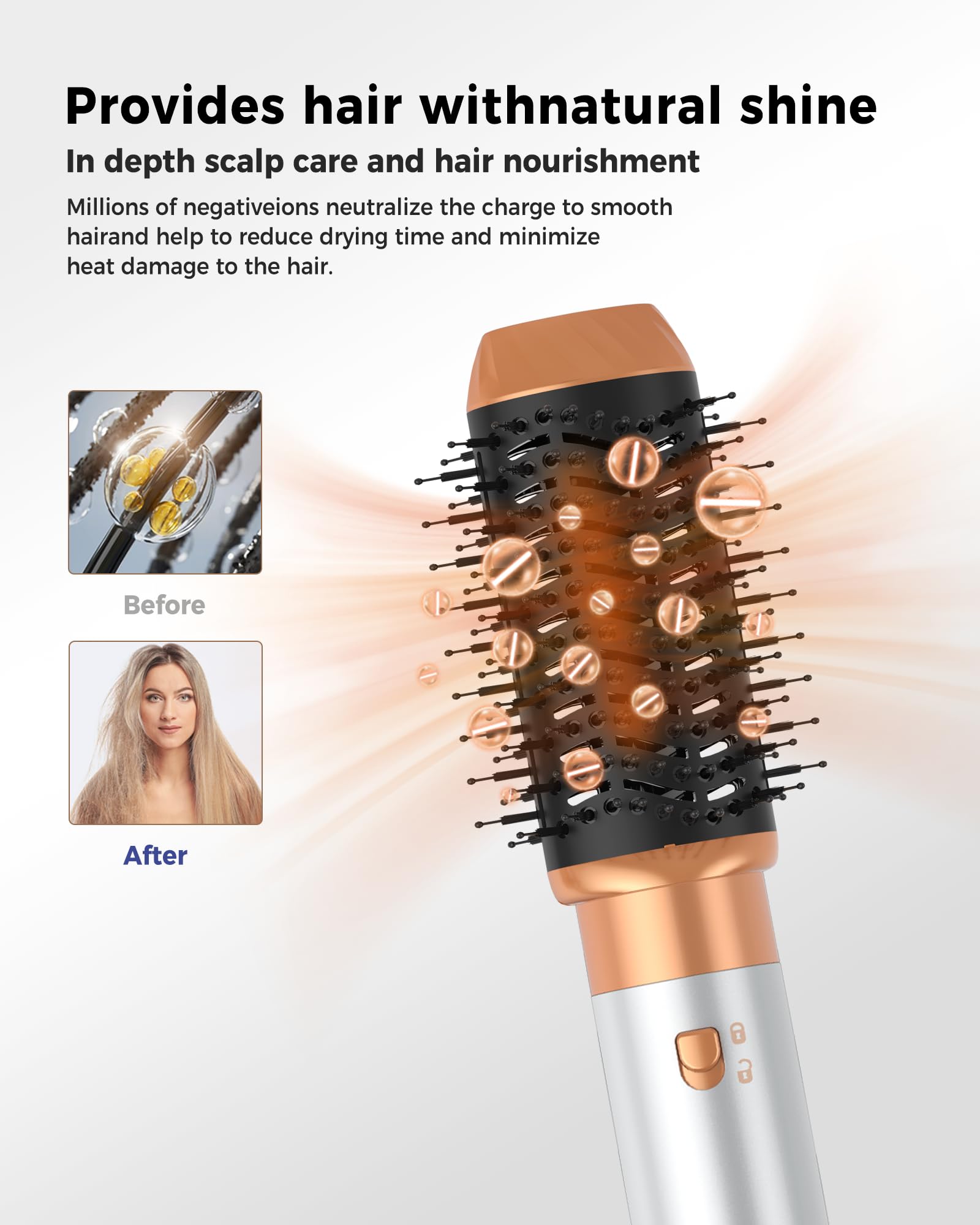 MogaWave Pro Hair styler 6 en 1 Air styler 1000 W Multi Haarstyler mit Haartrockner Rundbürstenföhn Warmluftbürste Föhn Föhbürste Föhbürste automatisch Luft-Lockenstab Haarglätter Bürste Volumenbürste