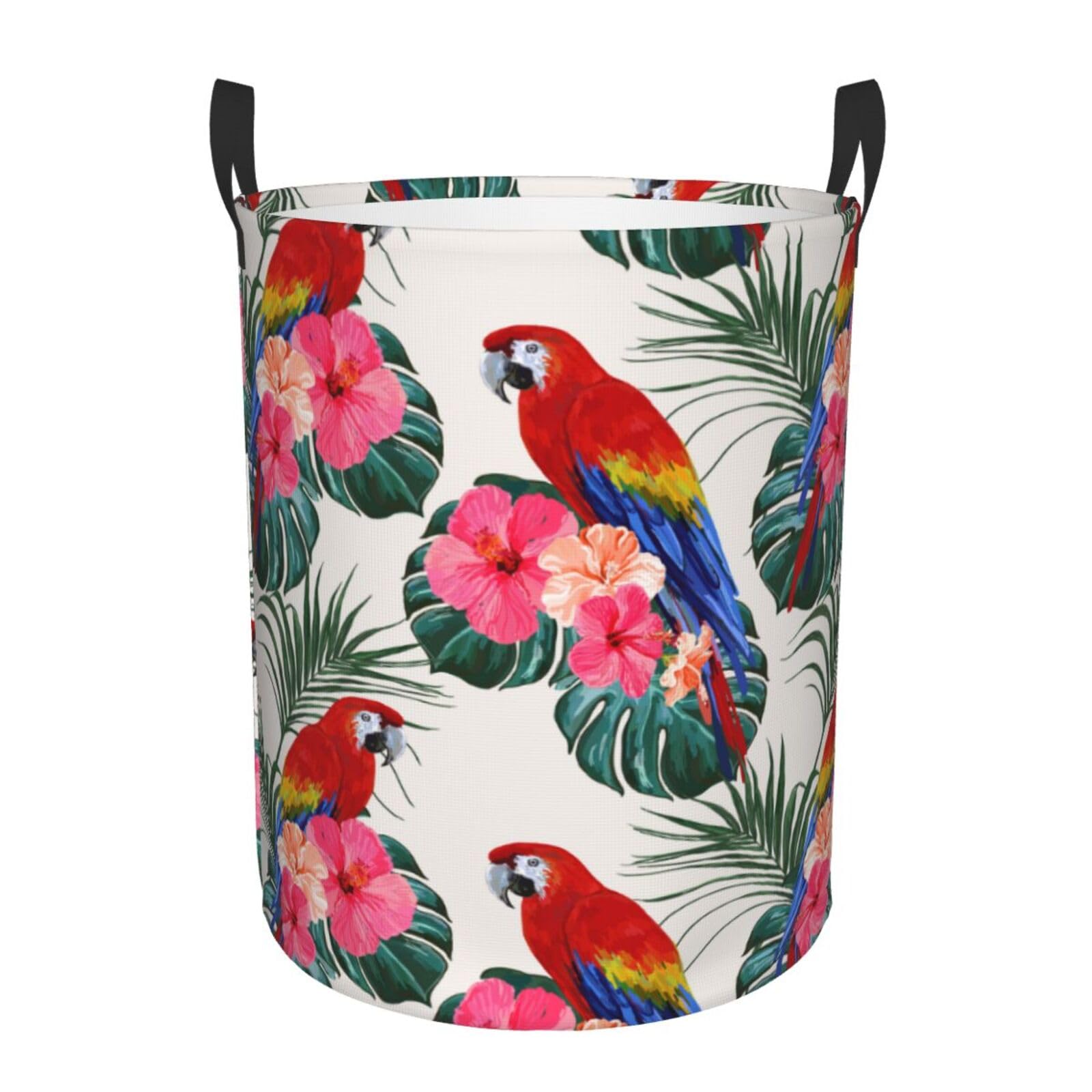 Laundry Basket Watercolor Parrot Laundry Hamper Waterproof Idea Hampers Large Collapsible Baskets with Handle Suitable for Bedroom Bathroom Utility Room Kitchen