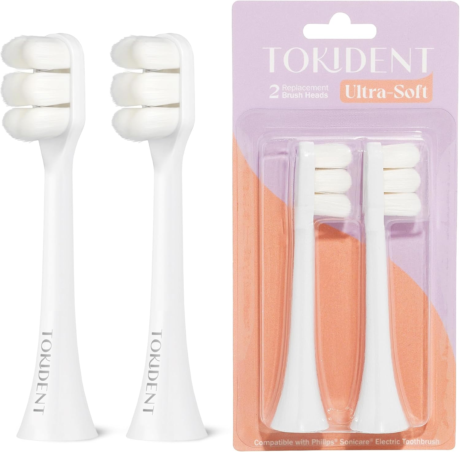 Replacement Brush Heads for Philips Sonicare Electric Brush - Ultra Soft Toothbrush Heads for Sensitive Teeth & Gums - Replacement Head with 10,000 Wave Cut Nano Bristles - 2 Pack - Pearly White