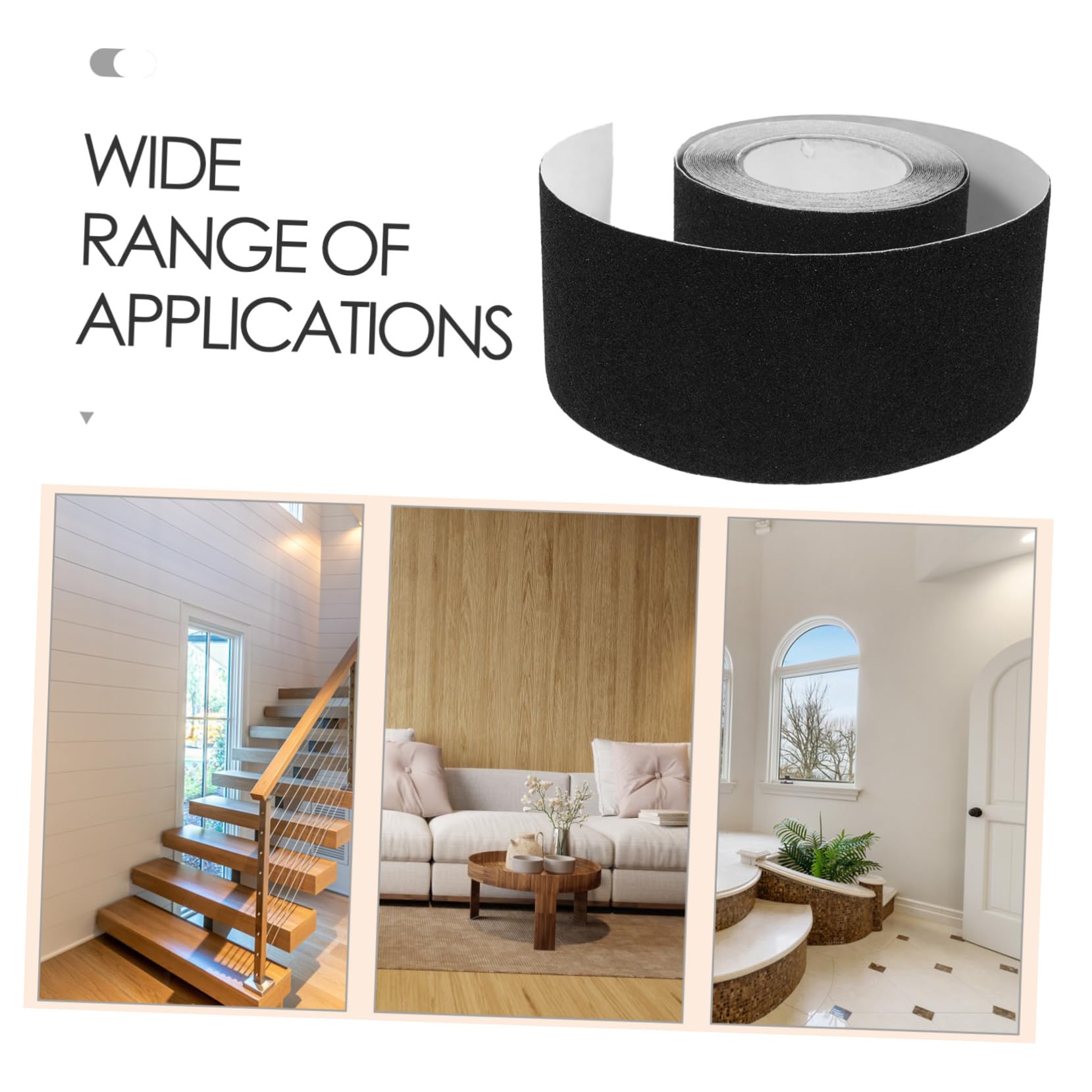 SOLUSTRE Nastro Antiscivolo per Gradini Nero in Pvc, 1 Rotolo | Scale e Pavimenti, Adesivo Forte Tenuta, Installazione Semplice, Uso Versatile ed Esterni