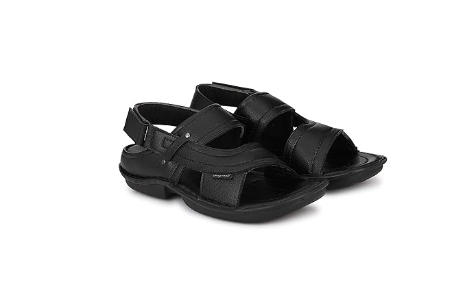 bucik black synthetic leather sandals