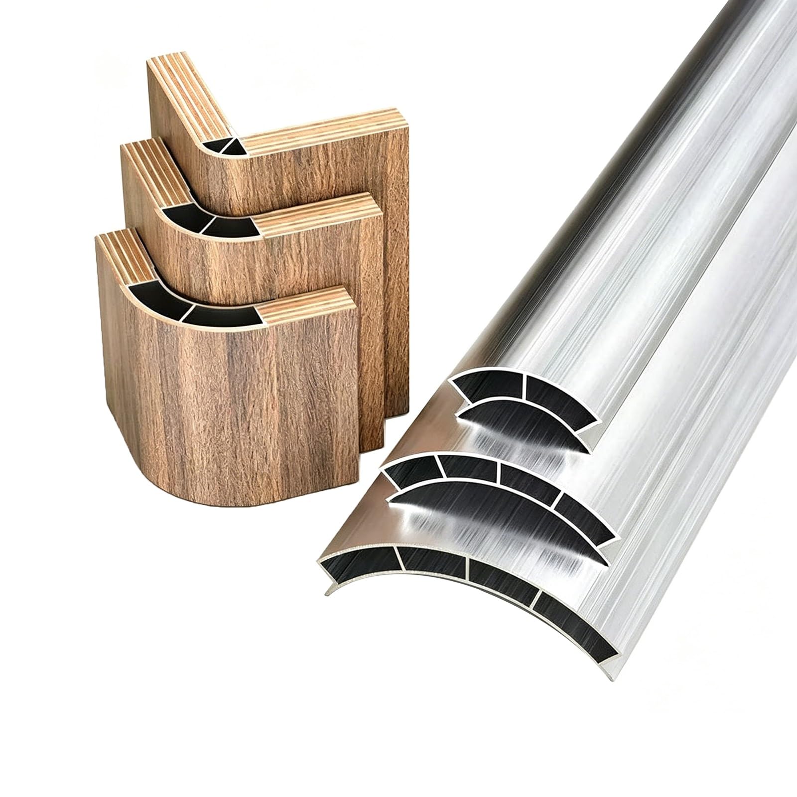 Profilo angolare curvo in lega di alluminio, Struttura di modanatura con bordo arrotondato per la decorazione di pareti, soffitti e piastrelle(R 70mm(2-3/4"),L 78.7in/200cm)