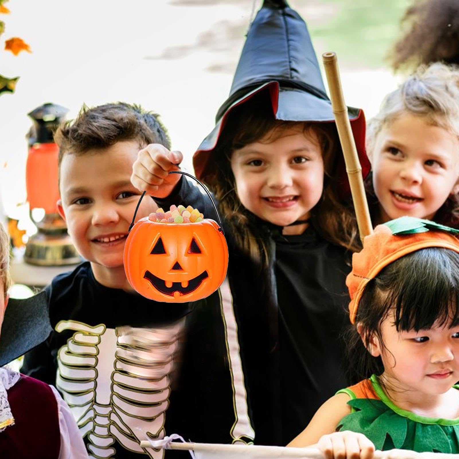 Dyniowe Wiaderko Przenośne Dekoracyjne Słoiki Do Przechowywania Z Duchem | 6 Sztuk Koszyków Halloween Cukierek Albo Psikus Dla Dzieci Rodziny Szkoły Biura Salonu Sypialni Przyjęć