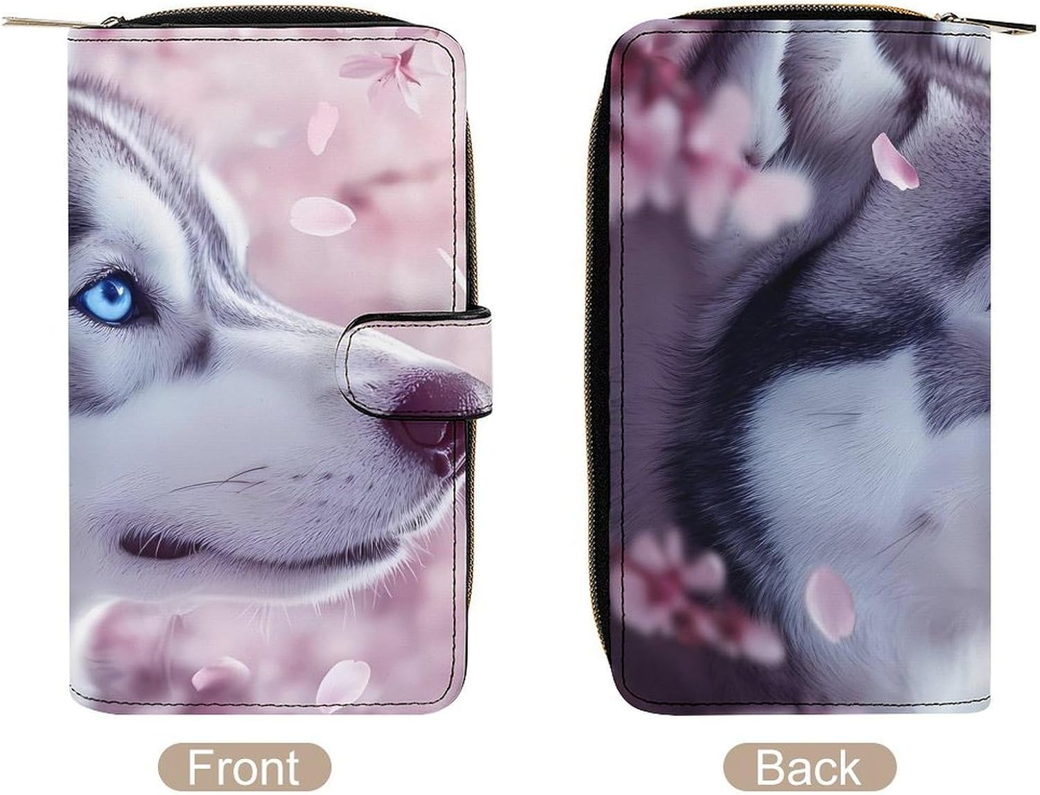 Cute Dog Husky Women's Long Wallet Leather Large Capacity Wristlet Clutch Purse Wallets