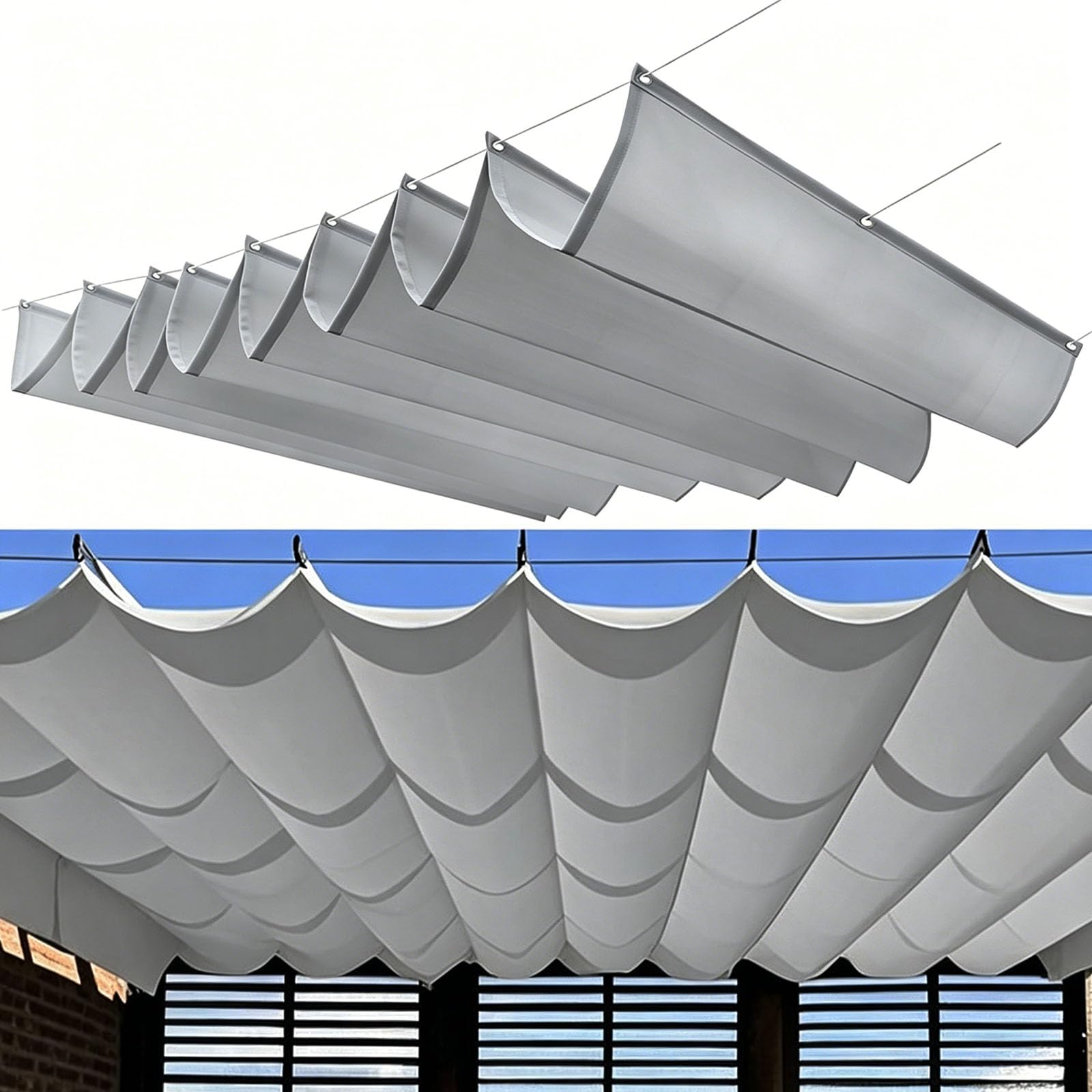 Voile d'ombrage rétractable vague pour pergola : créez un salon de jardin frais