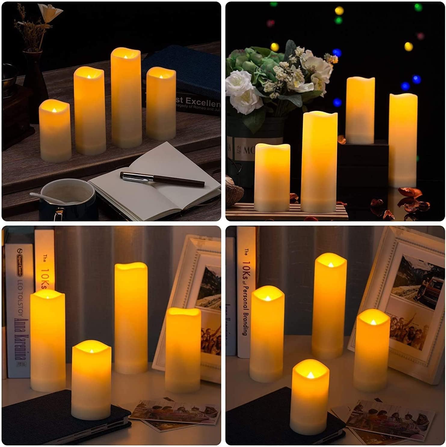 Flameless Candles with Remote & 2/4/6/8H Timers, Outdoor Indoor Waterproof Remote Candles Battery Operated, Electric Led Candles 12pcs for Home/Wedding Decor (D 2.2'' x H 4'' 5'' 6'' 7'')