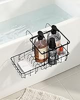 OrgCreator Rustproof Hanging Shower Caddy for Bathtub - 304 Stainless Steel Tub Side Organizer, Matte Black, No-Drill Install